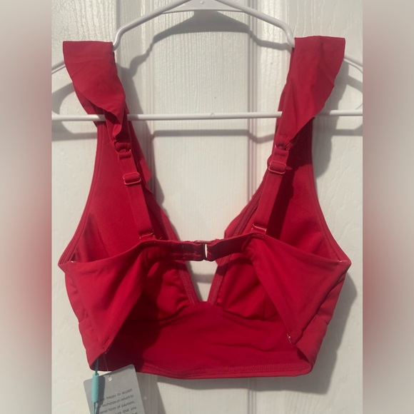 Sea Level Frill V-Neck Women's Powermesh Bikini Top Red Size: 4 NWT - Picture 4 of 6
